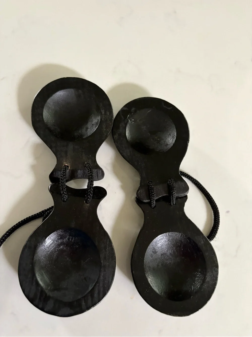 2 Pair of Spanish Flamenco  Black wood Castanets with Cord